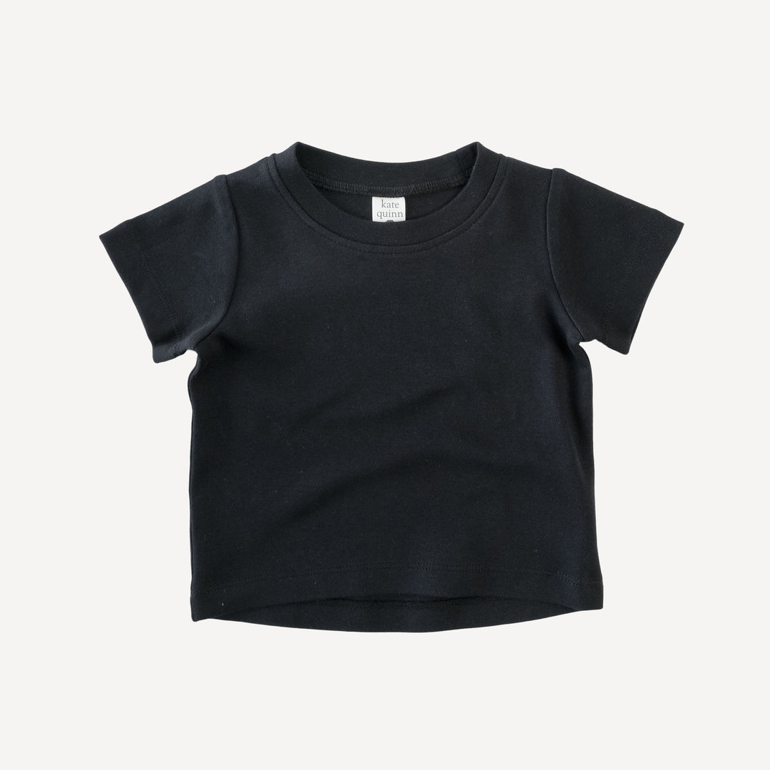 short sleeve essential boxy tee | black | organic cotton wide rib