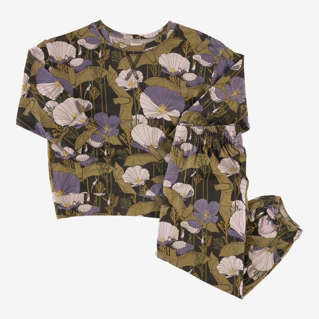 long sleeve relaxed jogger set | poppy bats | organic cotton interlock