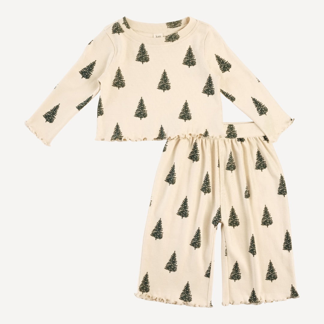 long sleeve jade set | forest pine | organic cotton flat rib