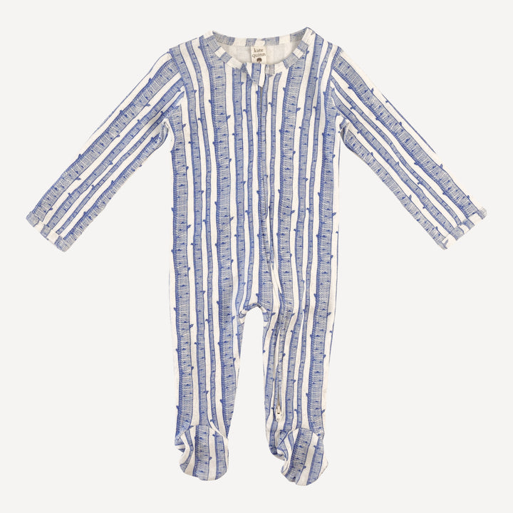 long sleeve two way zipper footie | monaco birch | organic cotton flat rib