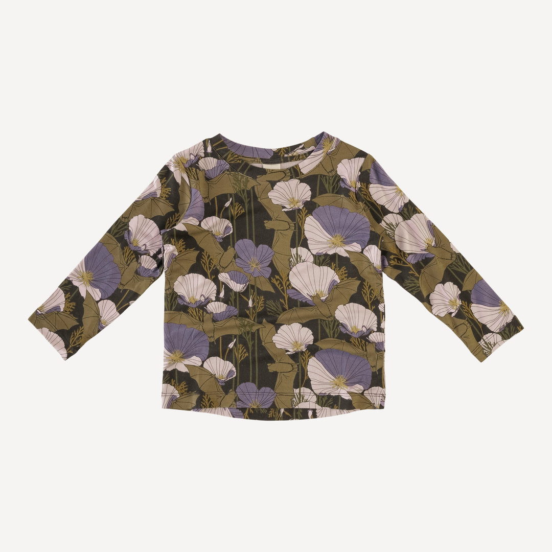 long sleeve essential boxy tee | poppy bats | organic cotton interlock