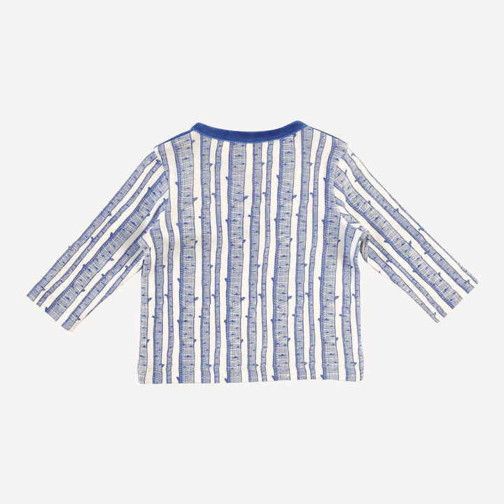 long sleeve color blocked henley tee | monaco birch | organic cotton flat rib