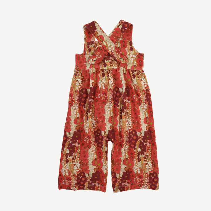 gaucho jumpsuit | red hollyhocks | bamboo