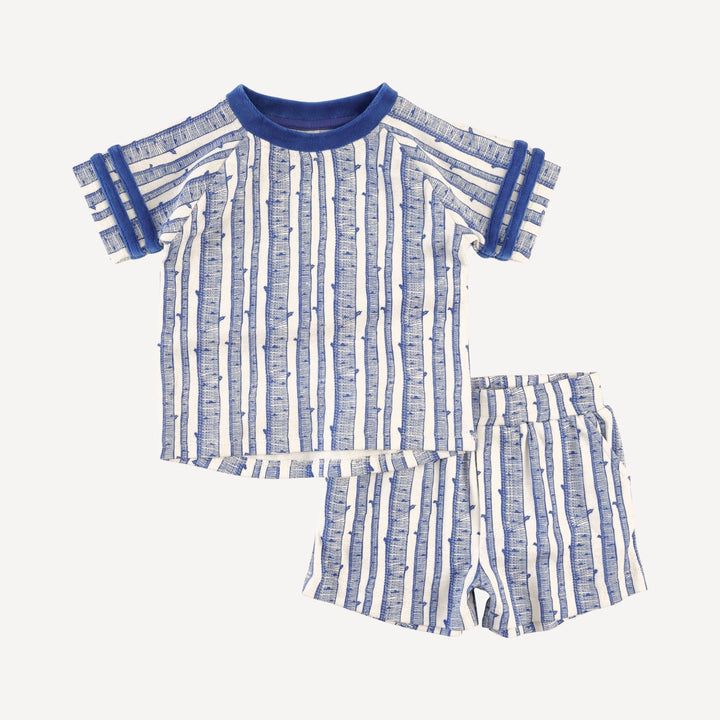 short sleeve football tee + relaxed short set | monaco birch | organic cotton flat rib