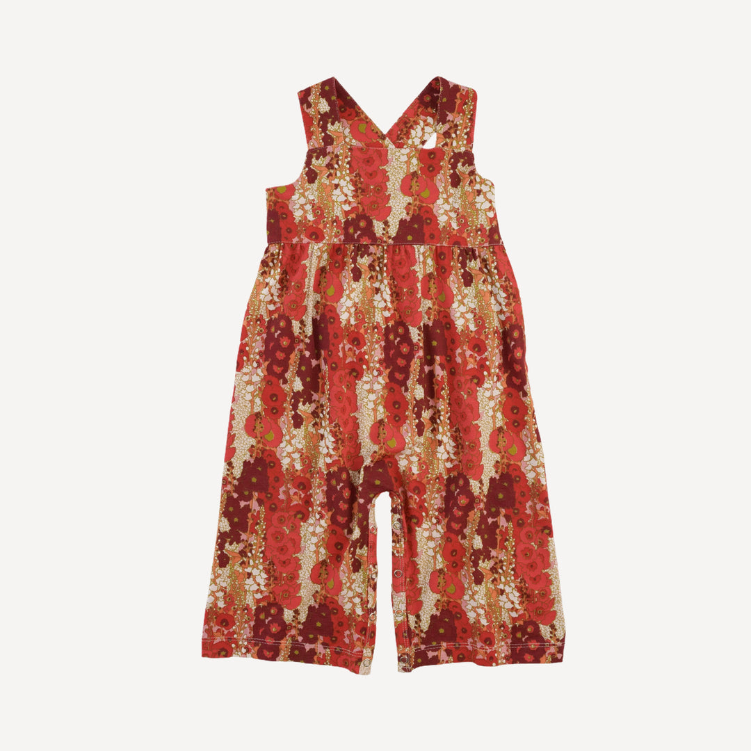 gaucho jumpsuit | red hollyhocks | bamboo