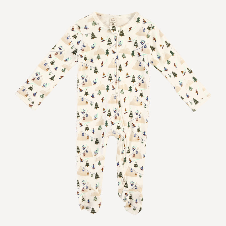 long sleeve two way zipper footie | ski village | bamboo