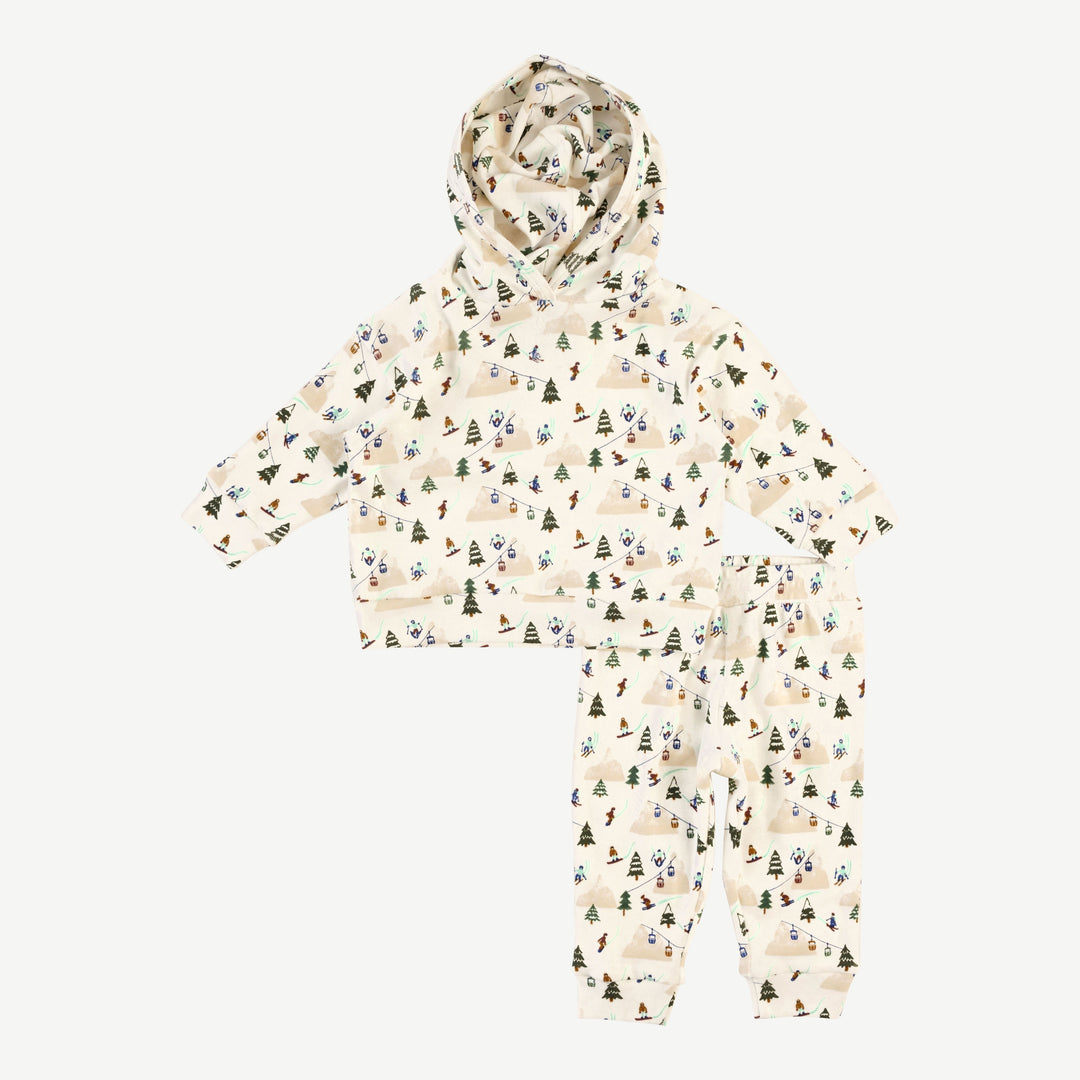 long sleeve hooded cuffed jogger set | ski village | bamboo