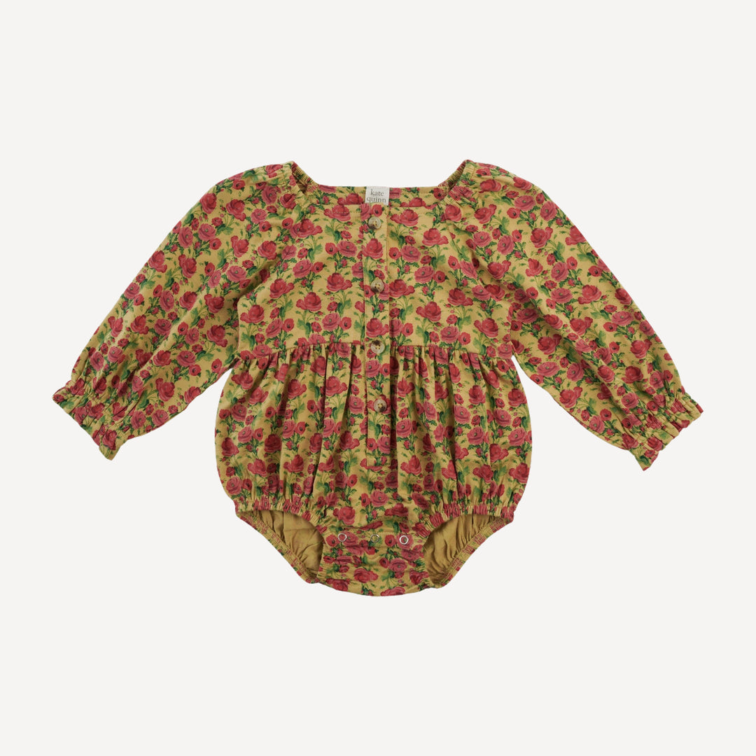 long sleeve woodland ruffle bubble | gold climbing rose | bamboo