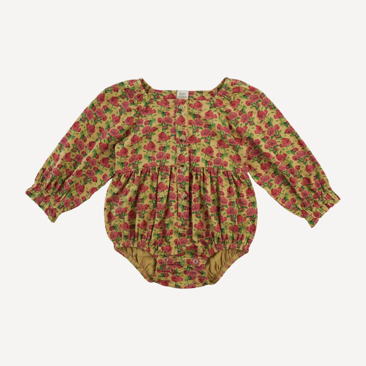 long sleeve woodland ruffle bubble | gold climbing rose | bamboo