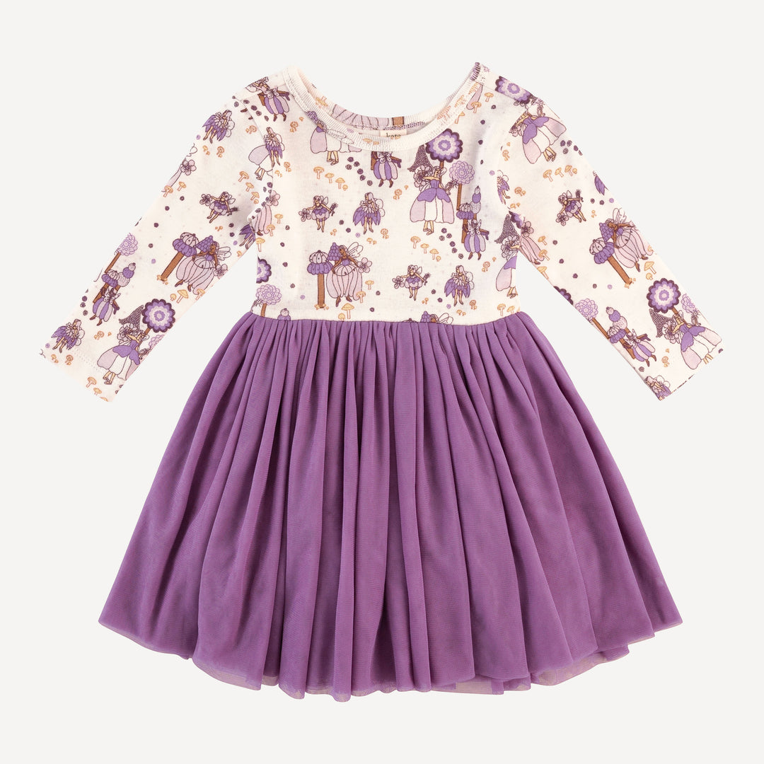 long sleeve ballerina tulle dress | sugar plum fairy | organic cotton flat rib