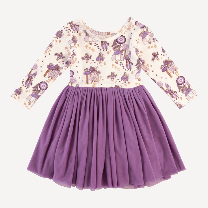 long sleeve ballerina tulle dress | sugar plum fairy | organic cotton flat rib