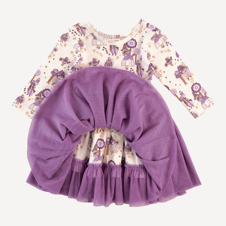 long sleeve ballerina tulle dress | sugar plum fairy | organic cotton flat rib
