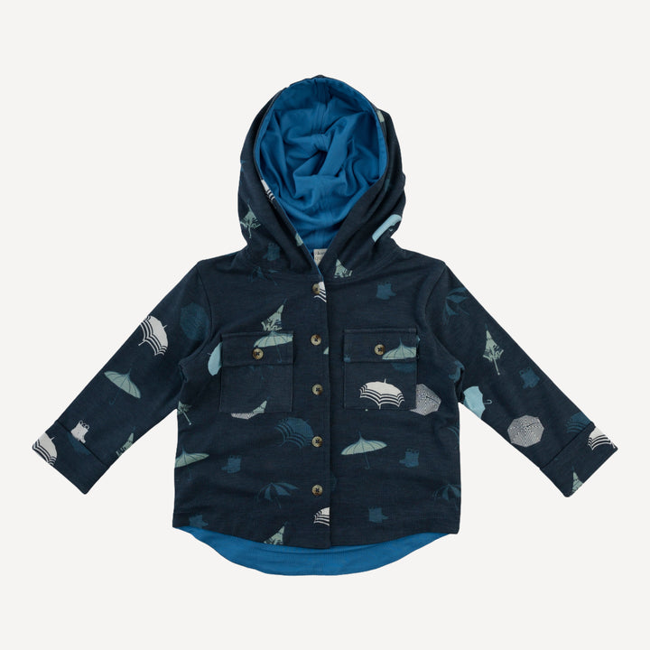shacket | blue umbrellas | bamboo