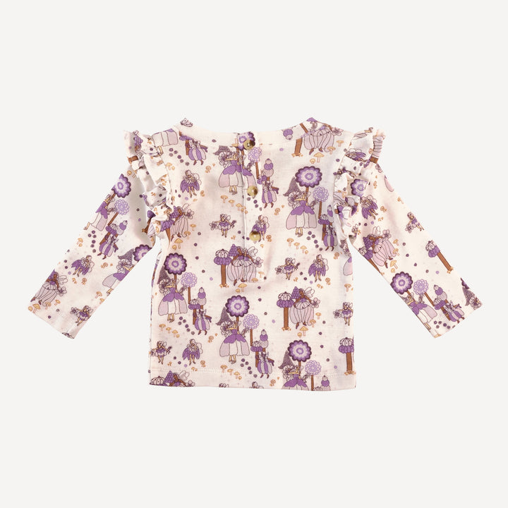 long sleeve double ruffle top | sugar plum fairy | organic cotton flat rib