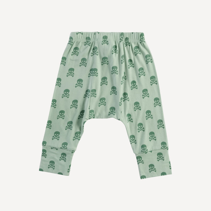 classic panda pant | green skulls | organic cotton interlock