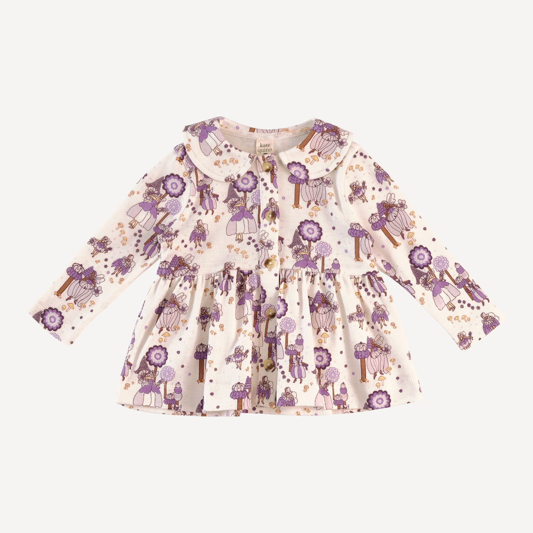 long sleeve peter pan button top + flare pant set | sugar plum fairy | organic cotton flat rib