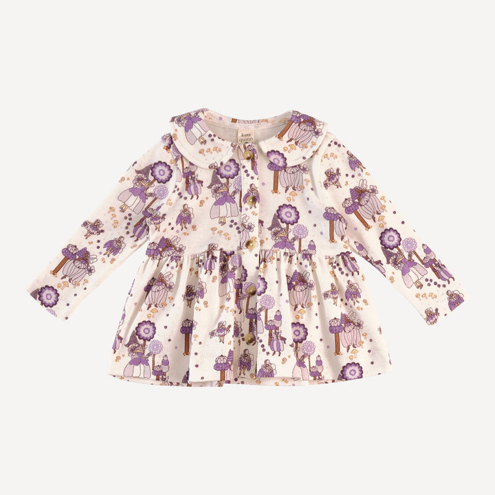 long sleeve peter pan button top + flare pant set | sugar plum fairy | organic cotton flat rib