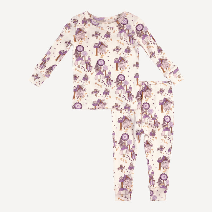 long sleeve crew neck pj set | sugar plum fairy | organic cotton flat rib
