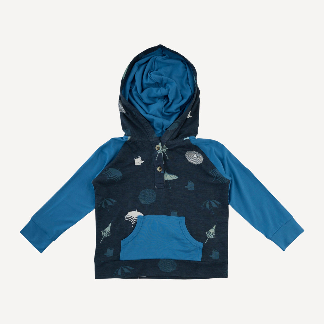 long sleeve raglan henley hoodie + jogger set | blue umbrellas | bamboo