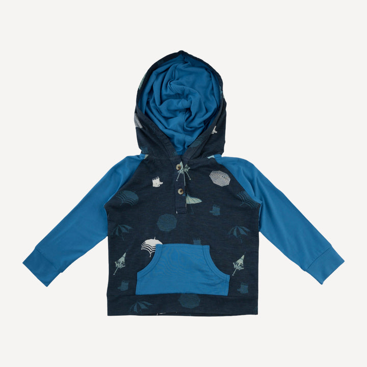 long sleeve raglan henley hoodie + jogger set | blue umbrellas | bamboo