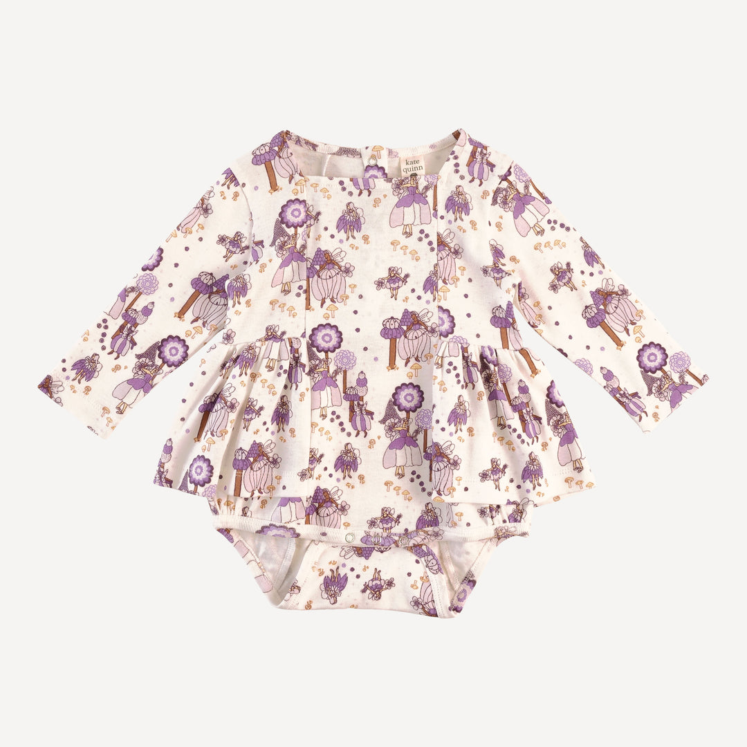 long sleeve ballerina bubble | sugar plum fairy | organic cotton flat rib