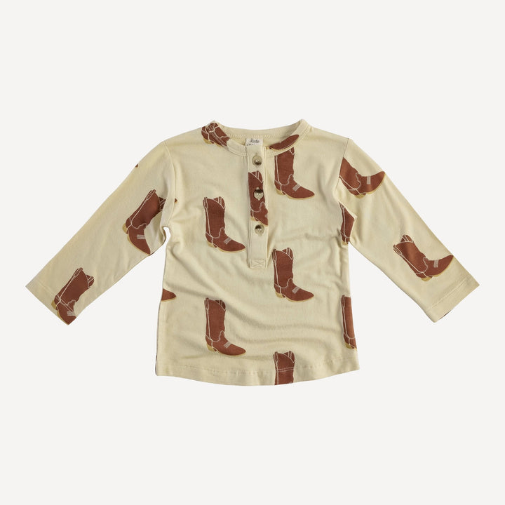 long sleeve basic henley tee | cowboy boot | organic cotton jersey