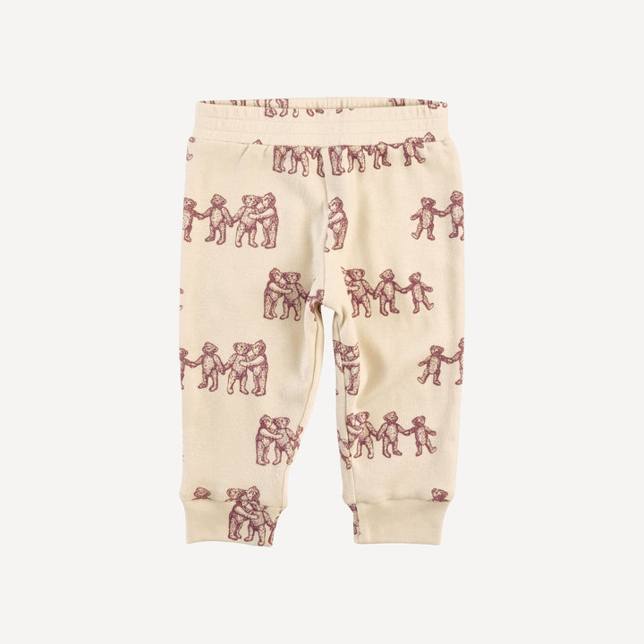 long sleeve hooded cuffed jogger set | ginger teddy bear | organic cotton flat rib