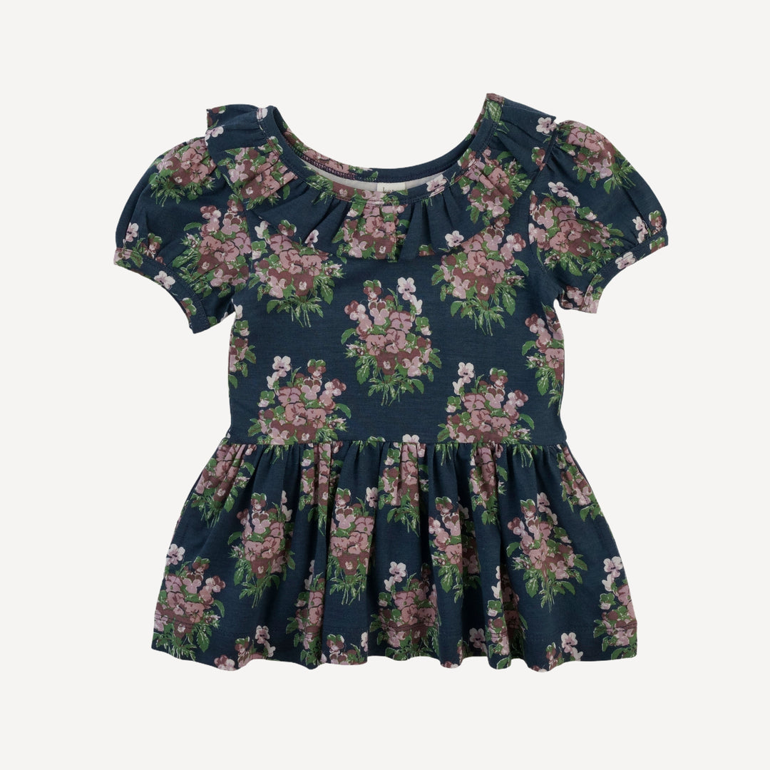 short sleeve ruffle top | mauve pansy | bamboo