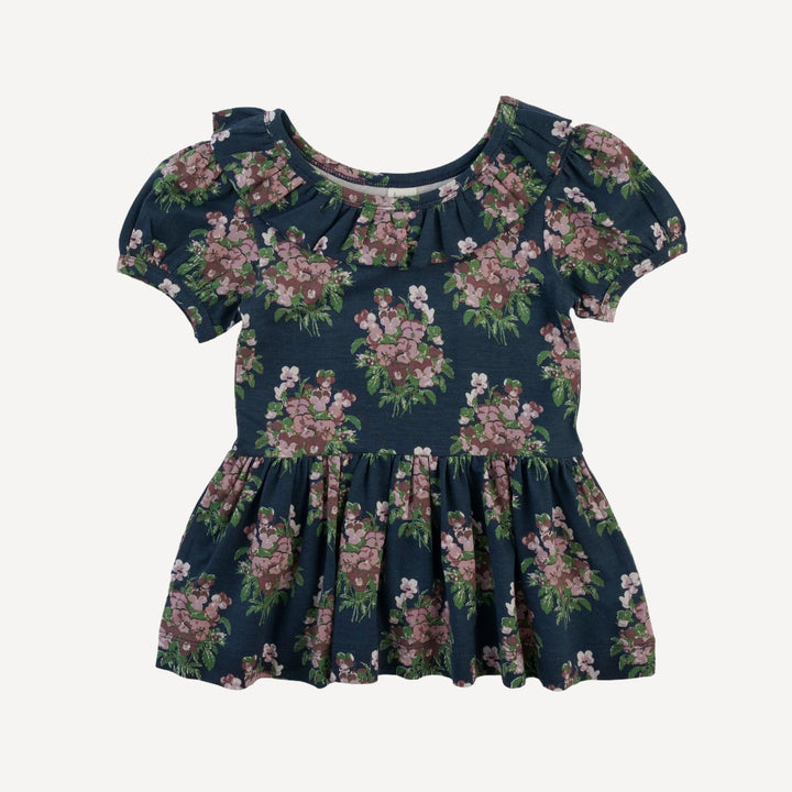 short sleeve ruffle top | mauve pansy | bamboo