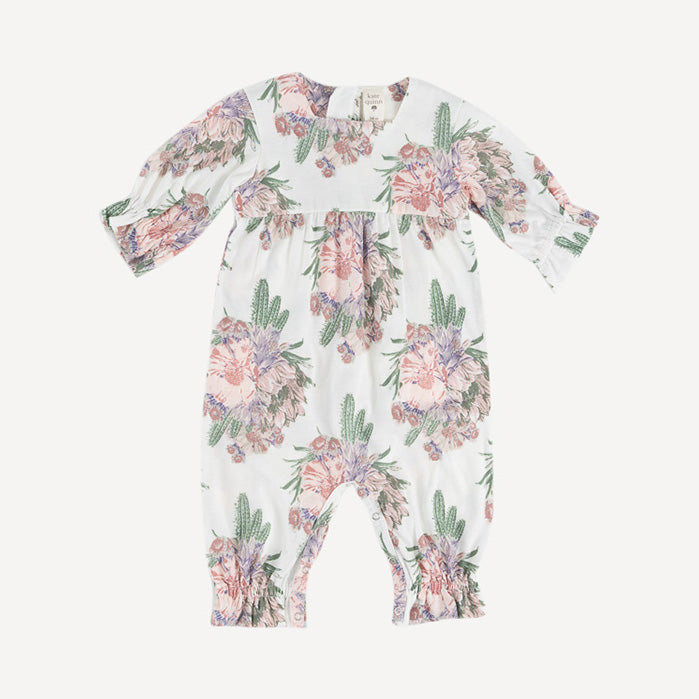 long sleeve square neck jumpsuit | cactus flower | organic cotton jersey