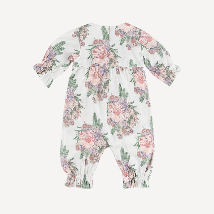 long sleeve square neck jumpsuit | cactus flower | organic cotton jersey