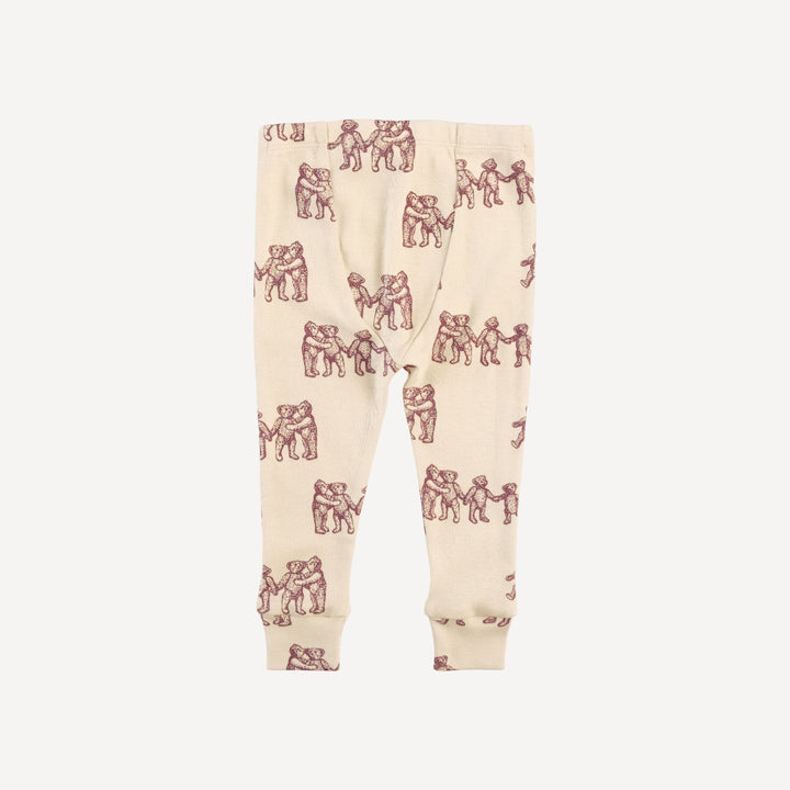 long sleeve crew neck pj set | ginger teddy bear | organic cotton flat rib