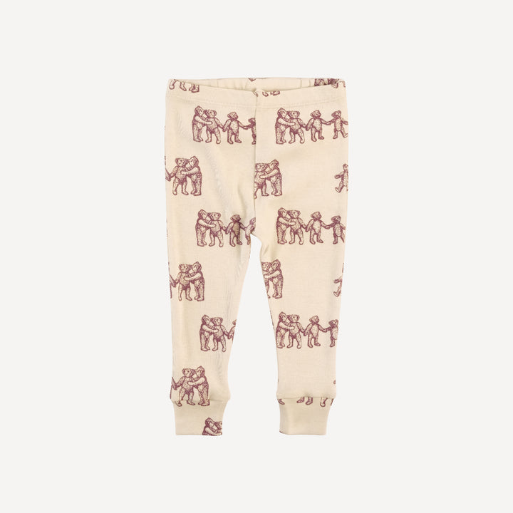 long sleeve crew neck pj set | ginger teddy bear | organic cotton flat rib