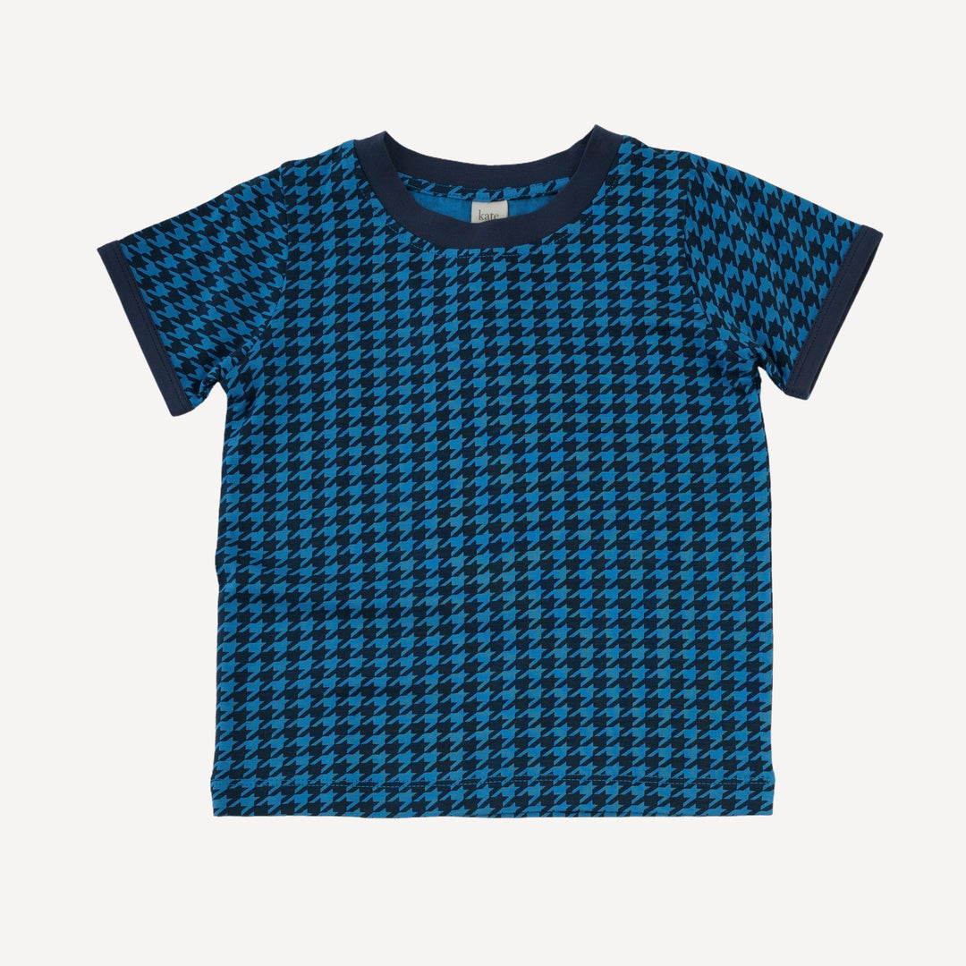short sleeve ringer tee + jogger set | blue houndstooth | bamboo
