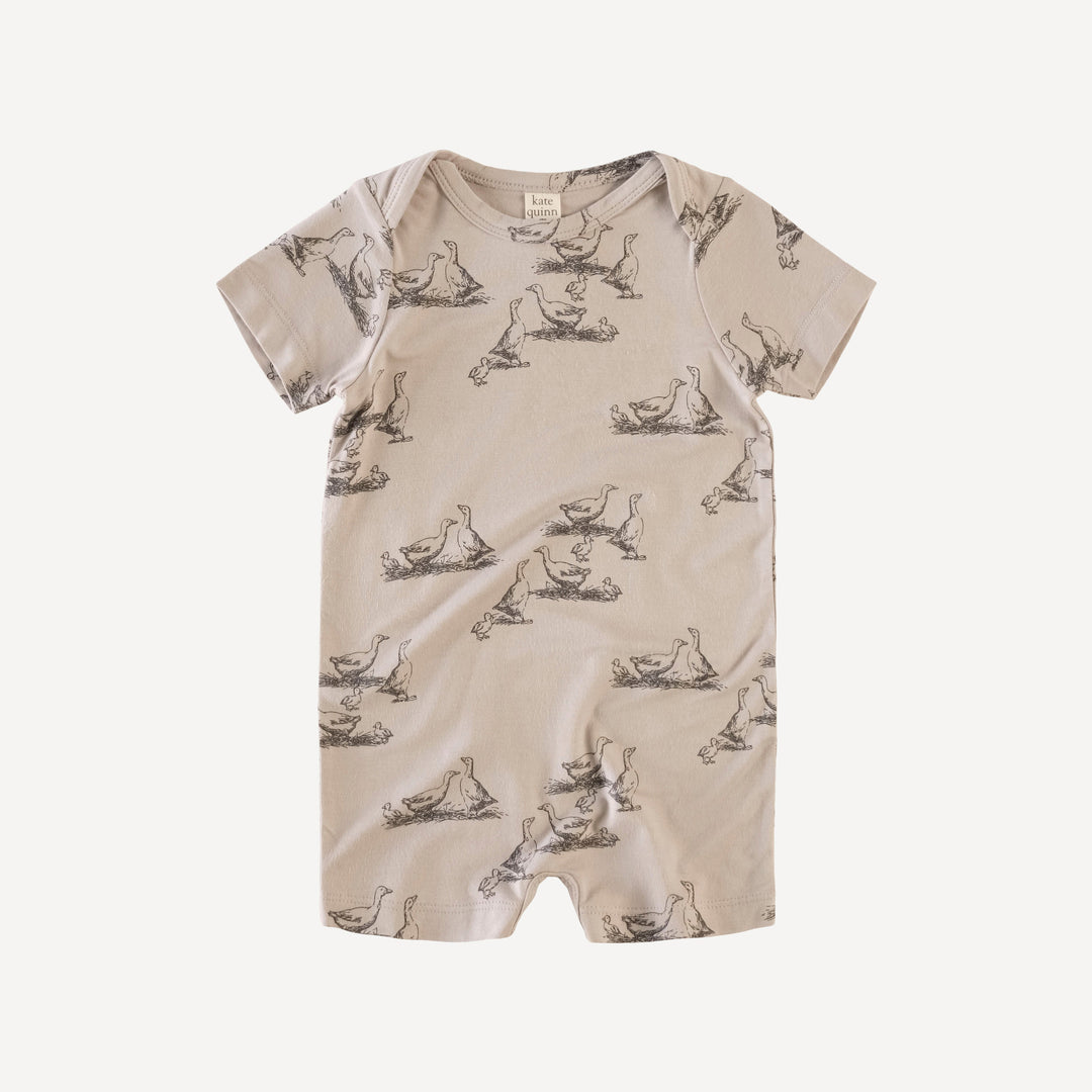 short sleeve lap neck shortie | dove gray geese | bamboo