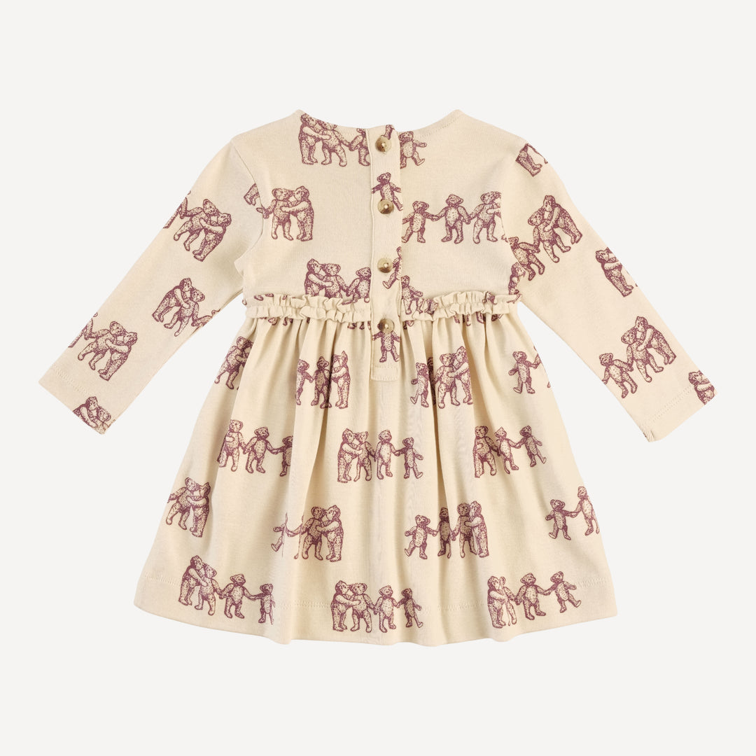 long sleeve rainbow empire dress | ginger teddy bear | organic cotton flat rib