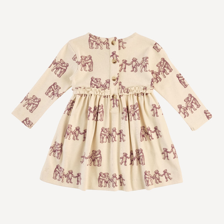 long sleeve rainbow empire dress | ginger teddy bear | organic cotton flat rib