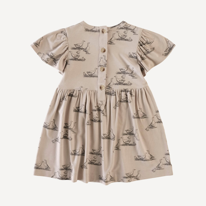 flutter sleeve dress | dove gray geese | bamboo