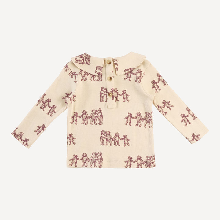 long sleeve peter pan tee | ginger teddy bear | organic cotton flat rib