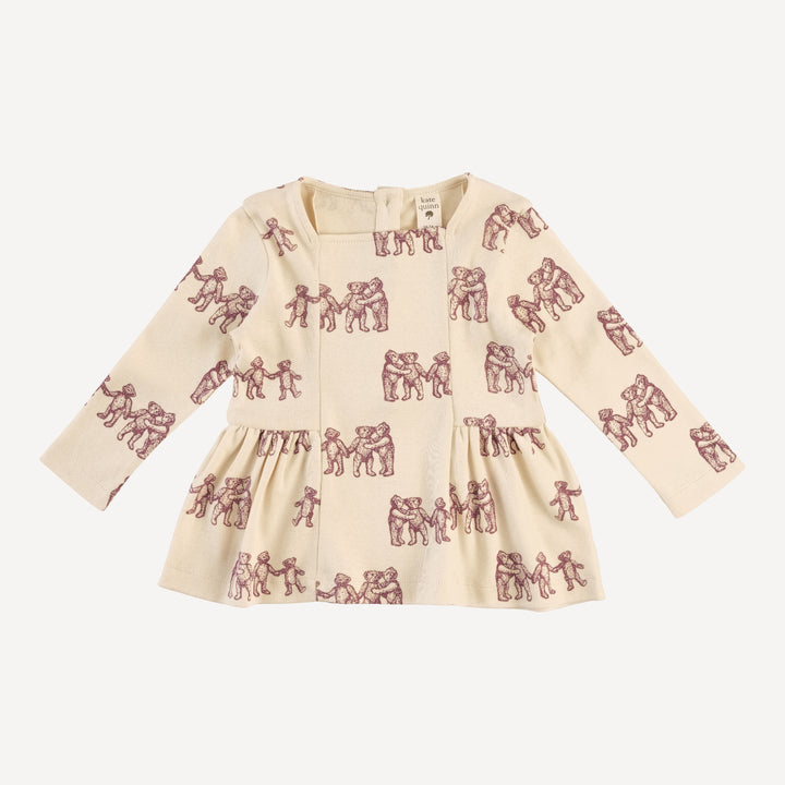 long sleeve ballerina top | ginger teddy bear | organic cotton flat rib