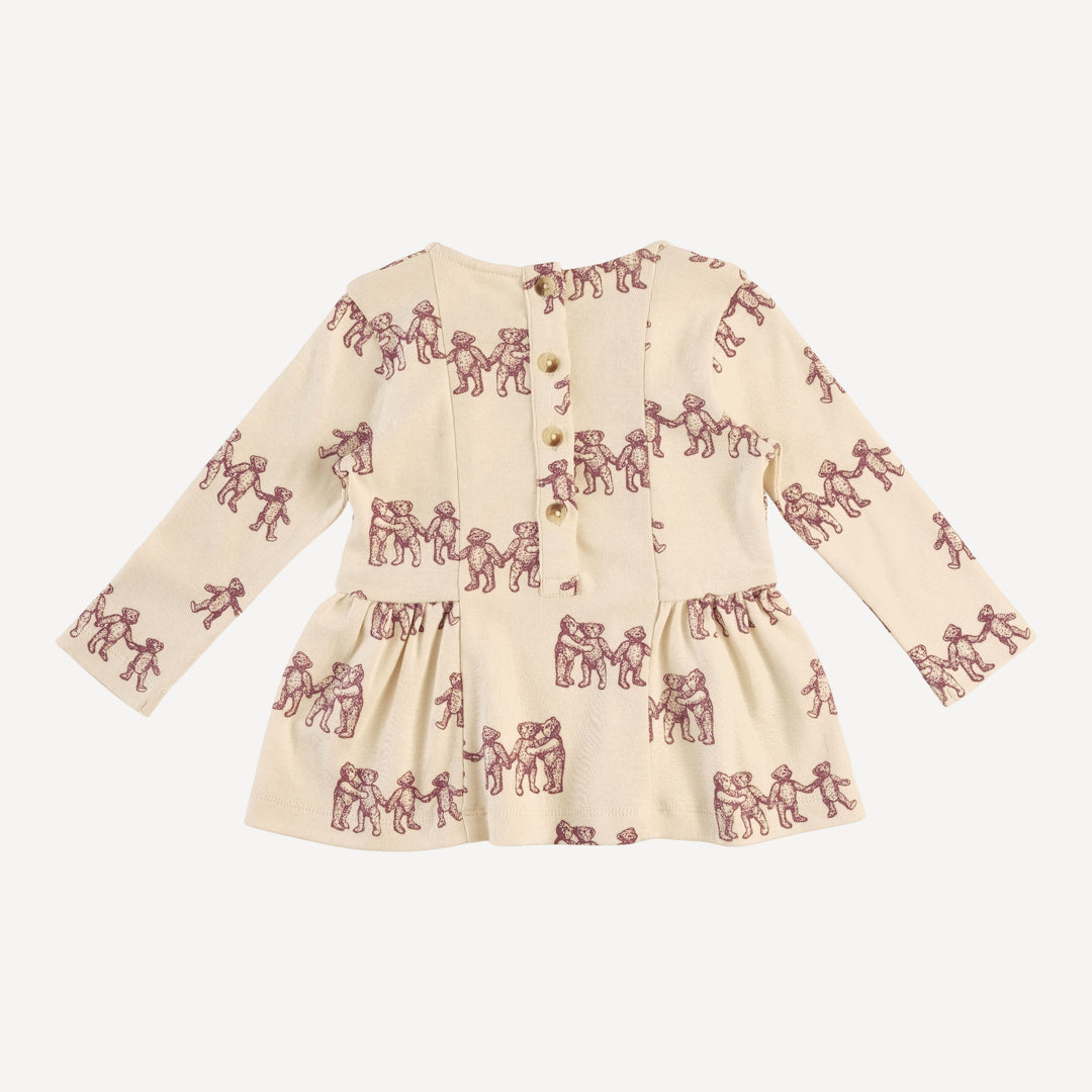 long sleeve ballerina top | ginger teddy bear | organic cotton flat rib