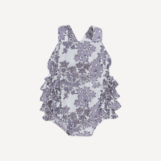 side ruffle bubble | lavender wildflower | organic cotton gauze