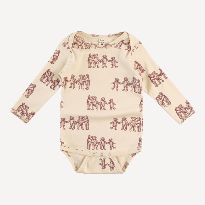 long sleeve lap neck bodysuit | ginger teddy bear | organic cotton flat rib
