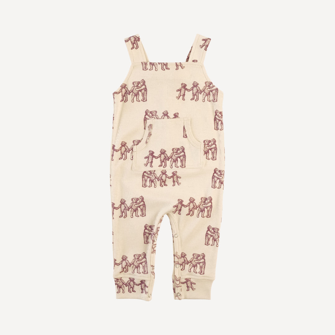 kanga pocket overall | ginger teddy bear | organic cotton flat rib