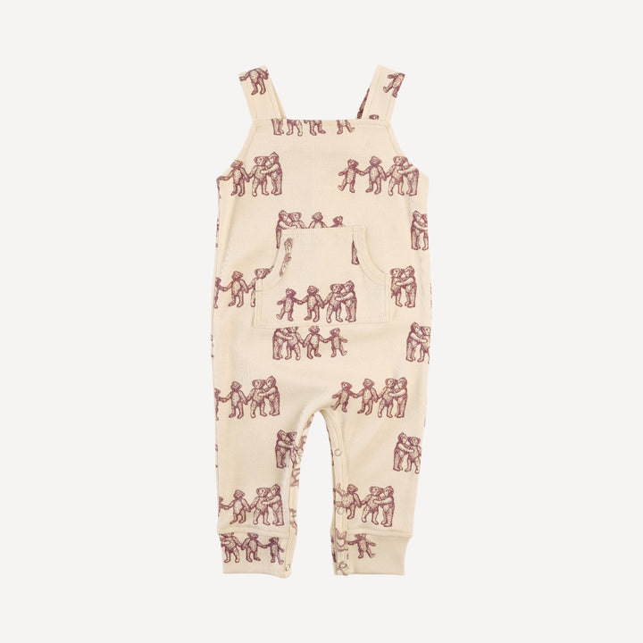 kanga pocket overall | ginger teddy bear | organic cotton flat rib