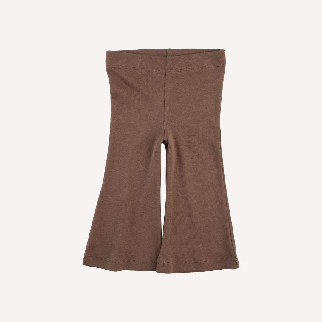 long sleeve peter pan button top + flare pant set | coffee reindeer | organic cotton flat rib