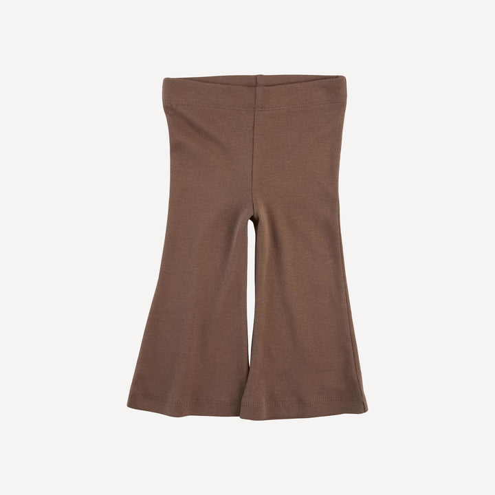 long sleeve peter pan button top + flare pant set | coffee reindeer | organic cotton flat rib