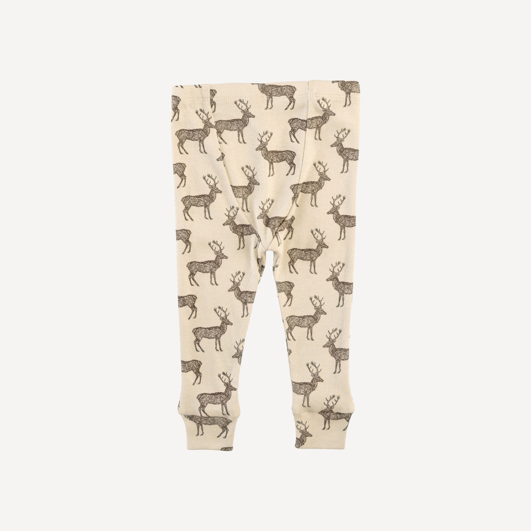 long sleeve crew neck pj set | coffee reindeer | organic cotton flat rib