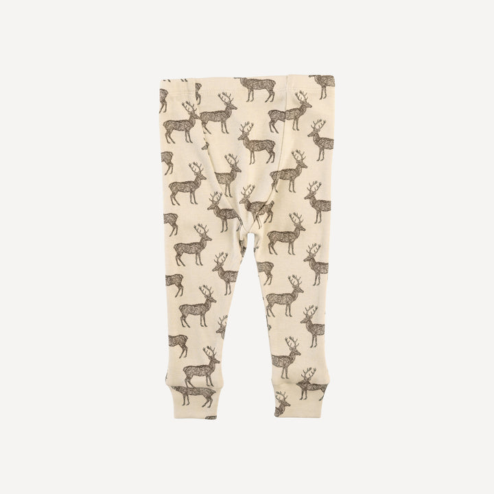 long sleeve crew neck pj set | coffee reindeer | organic cotton flat rib