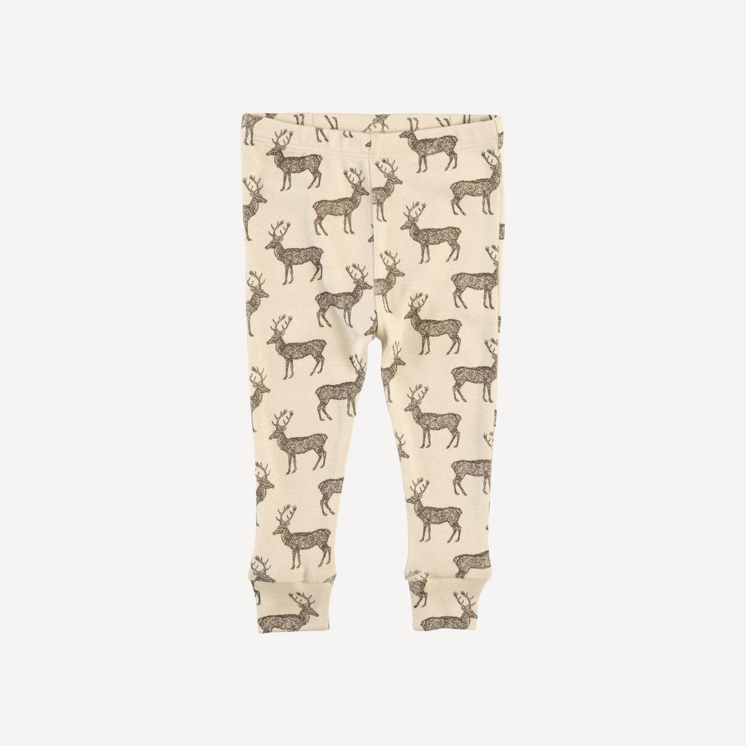long sleeve crew neck pj set | coffee reindeer | organic cotton flat rib